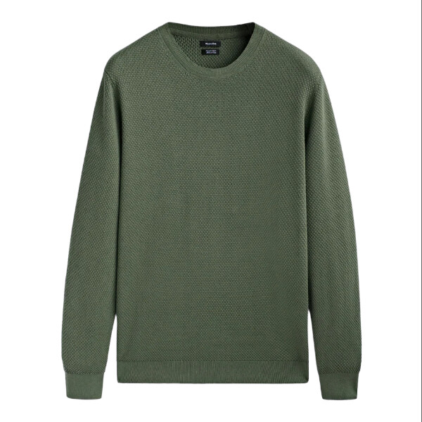 

Свитер Massimo Dutti Textured Knit Crew Neck, хаки