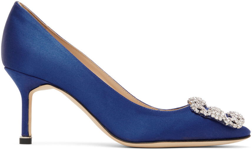 

Синие туфли на каблуке хангизи Manolo Blahnik, Синий