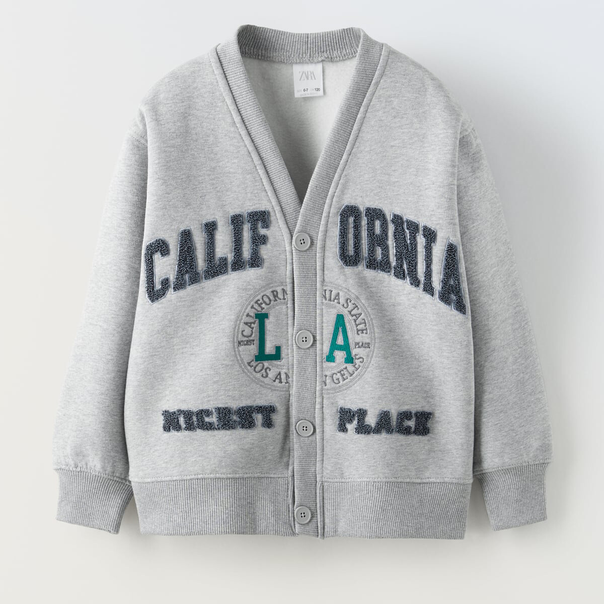 

Свитшот Zara California Varsity With Buttons, серый
