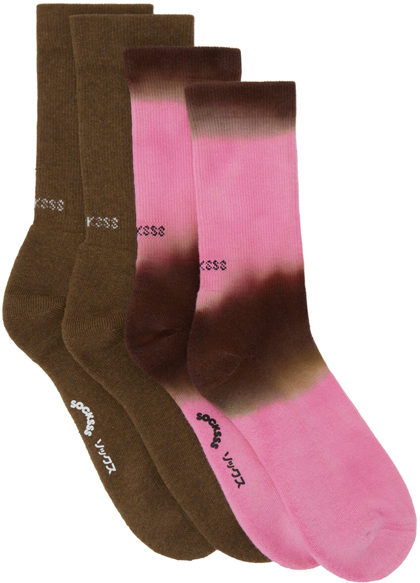 

Набор из двух коричневых и розовых носков SOCKSSS