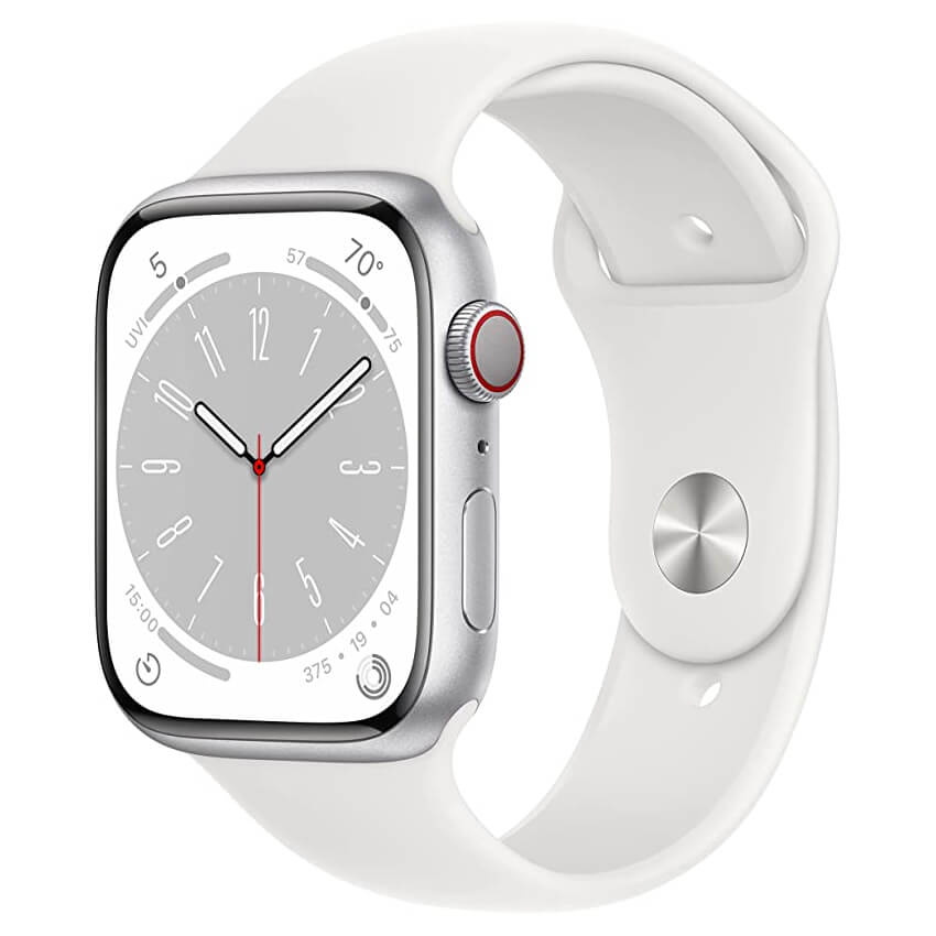 Умные часы Apple Watch Series 8 (GPS + Cellular), 45 мм, Silver Aluminum Case/White Sport Band - R умные часы apple watch series 8 gps 45 мм серебристый белый