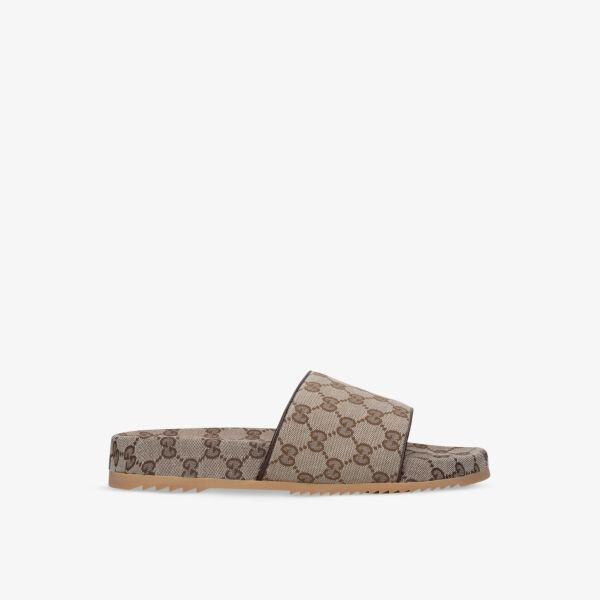 

Холщовые шлепанцы с принтом gg Gucci, коричневый