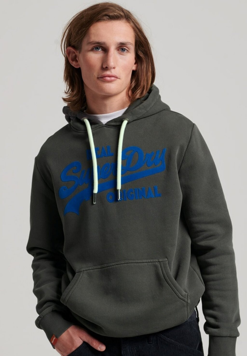 

Толстовка с капюшоном Superdry Vintage Logo Neon, серый