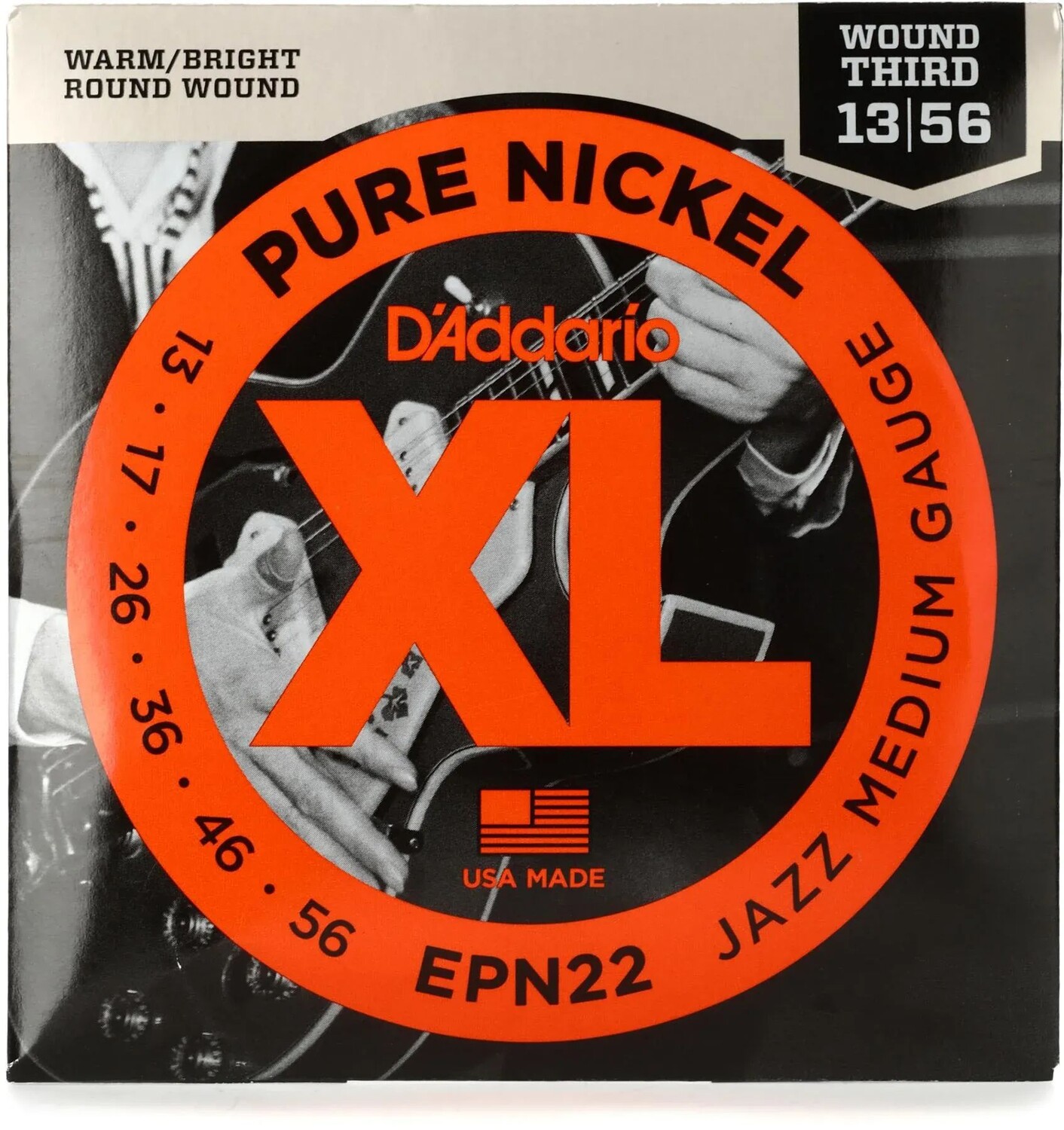 

Струны для электрогитары D'Addario EPN22 из чистого никеля — .013-.056 Jazz Medium