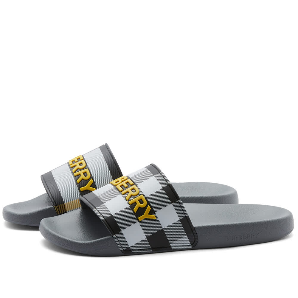 

Шлепанцы Burberry Furley Logo Check Slide