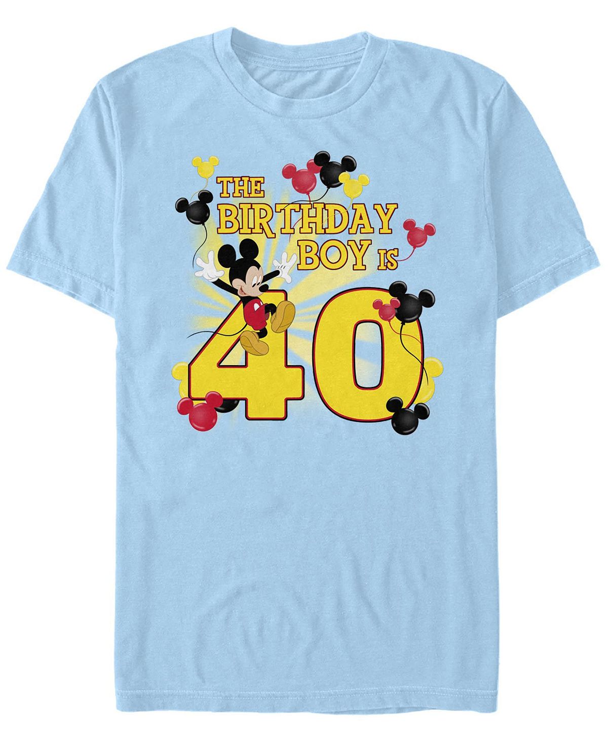 Мужская футболка с круглым вырезом и короткими рукавами mickey birthday 40 Fifth Sun, светло-синий мужская футболка mickey irish с короткими рукавами и круглым вырезом fifth sun зеленый