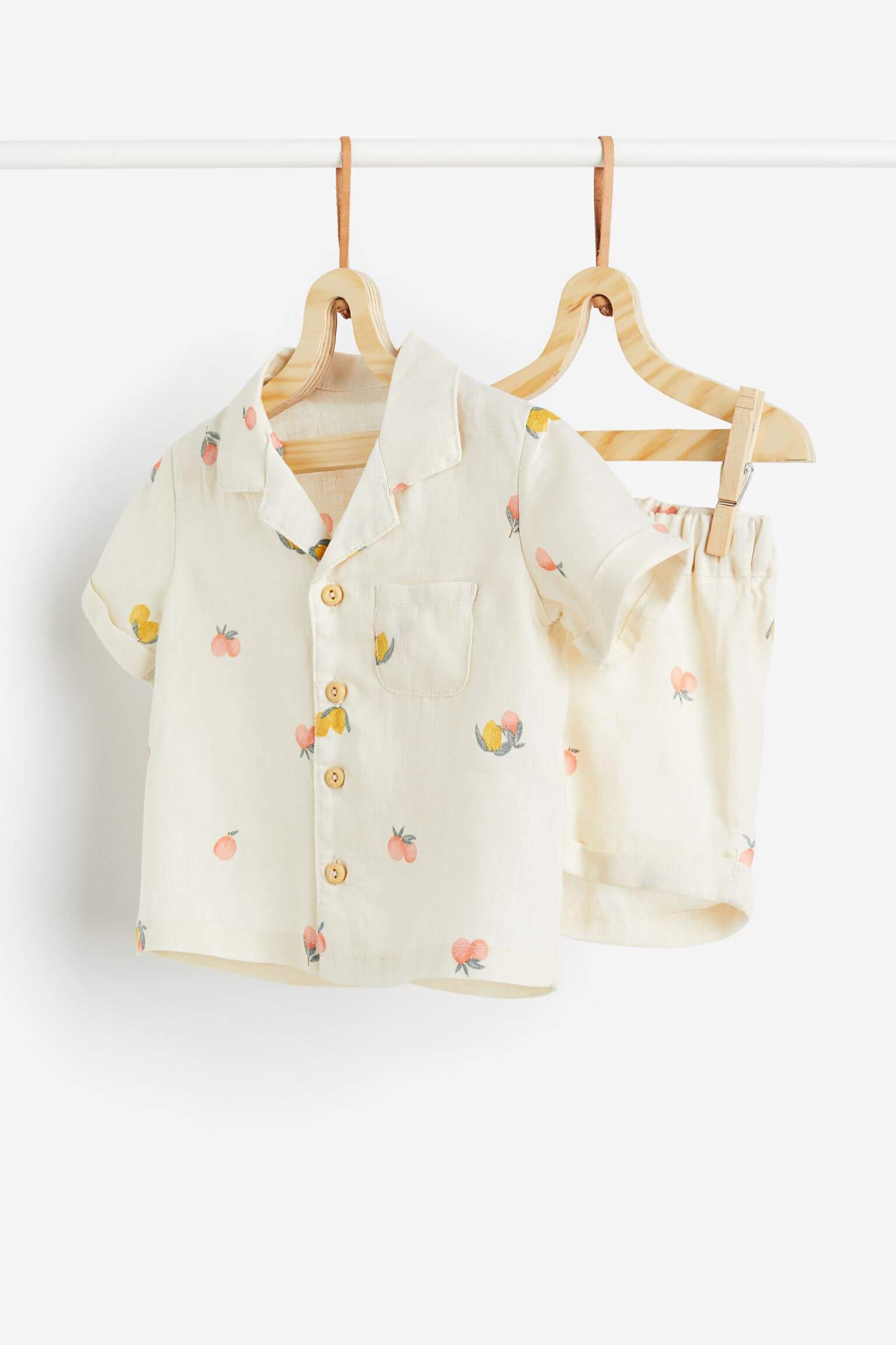 Комплект детский рубашка и шорты H&M Linen, светло-бежевый