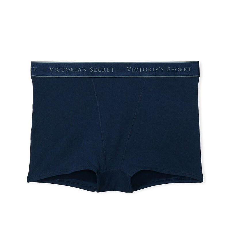 

Трусики-шортики с высокой талией Victoria's Secret Logo Cotton, темно-синий