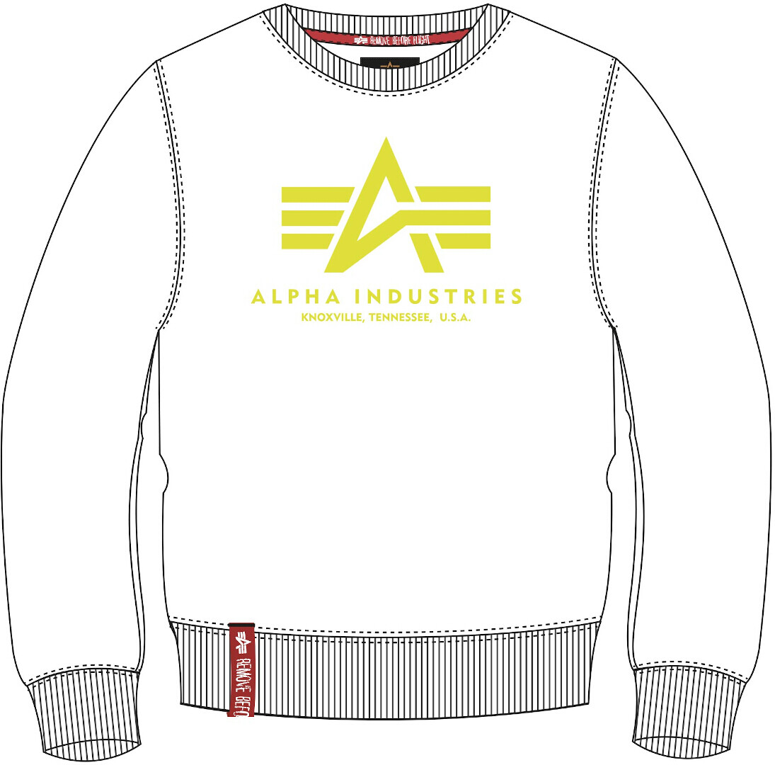 

Толстовка Alpha Industries Basic Neon Print, бело-желтая