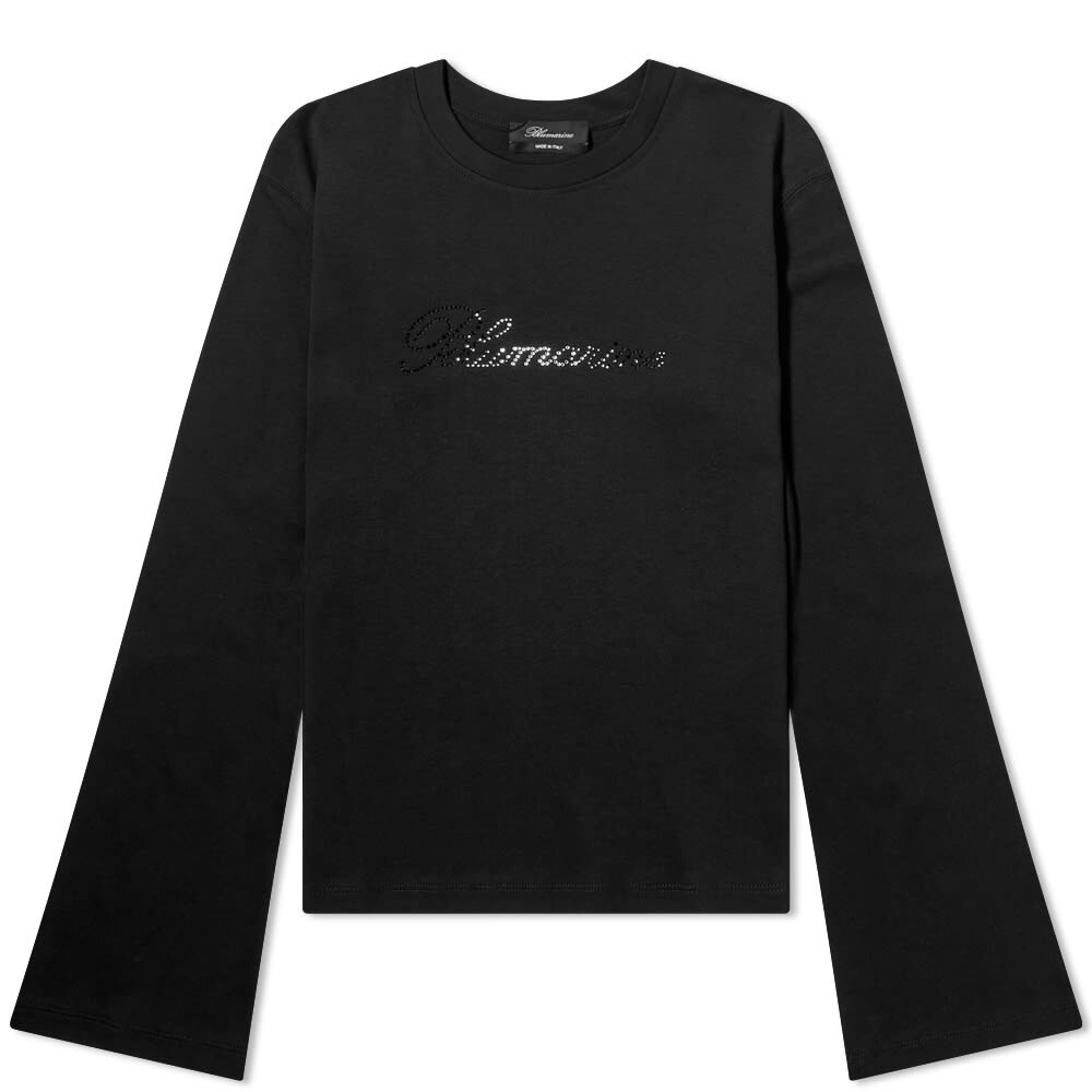 

Футболка Blumarine Long Sleeve Crystal Logo Tee, Черный