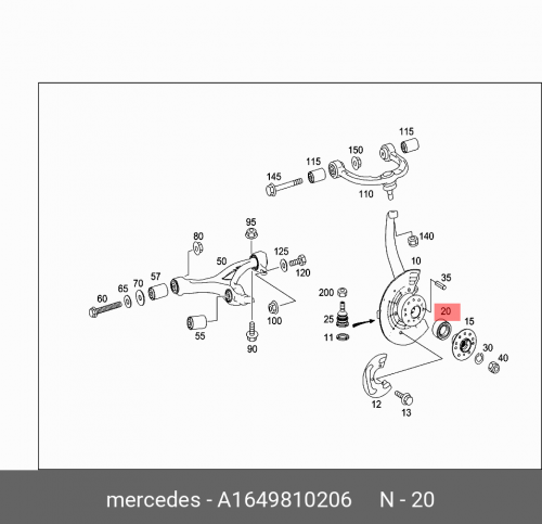 Подшипник ступицы передний MERCEDES-BENZ A164 981 02 06 подшипник ступицы передний mercedes benz a164 981 04 06