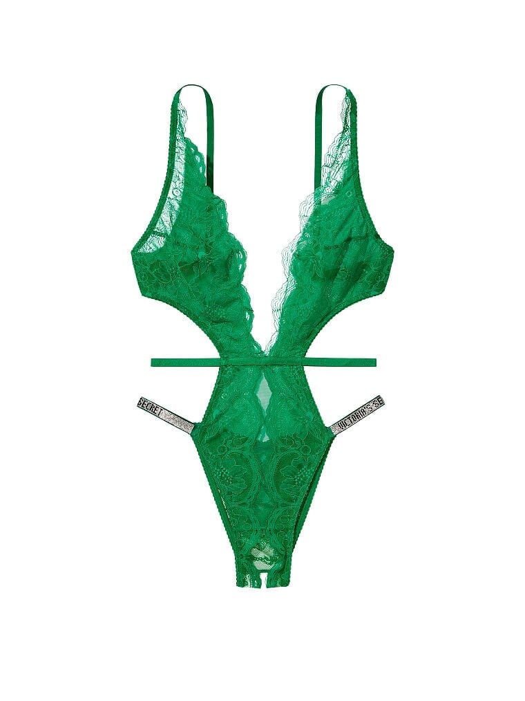 

Боди Victoria's Secret Very Sexy Shine Strap Lace Crotchless Teddy, зелёный