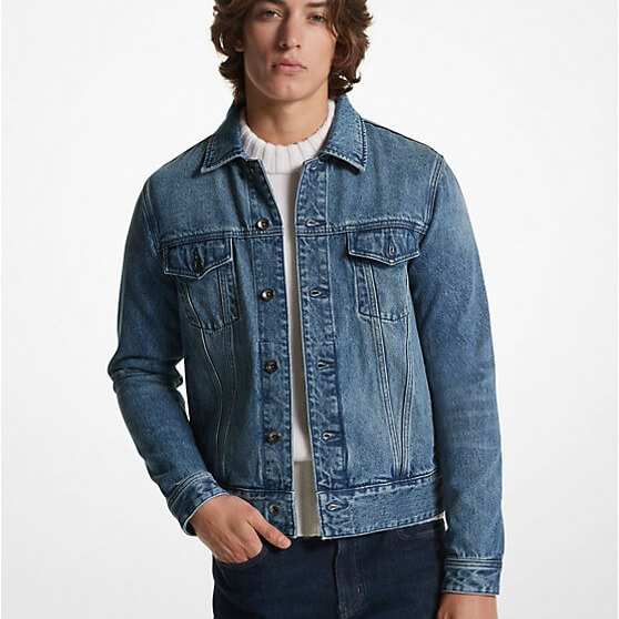 Куртка джинсовая Michael Kors Trucker, синий джинсовая куртка с контрастными швами zara черный
