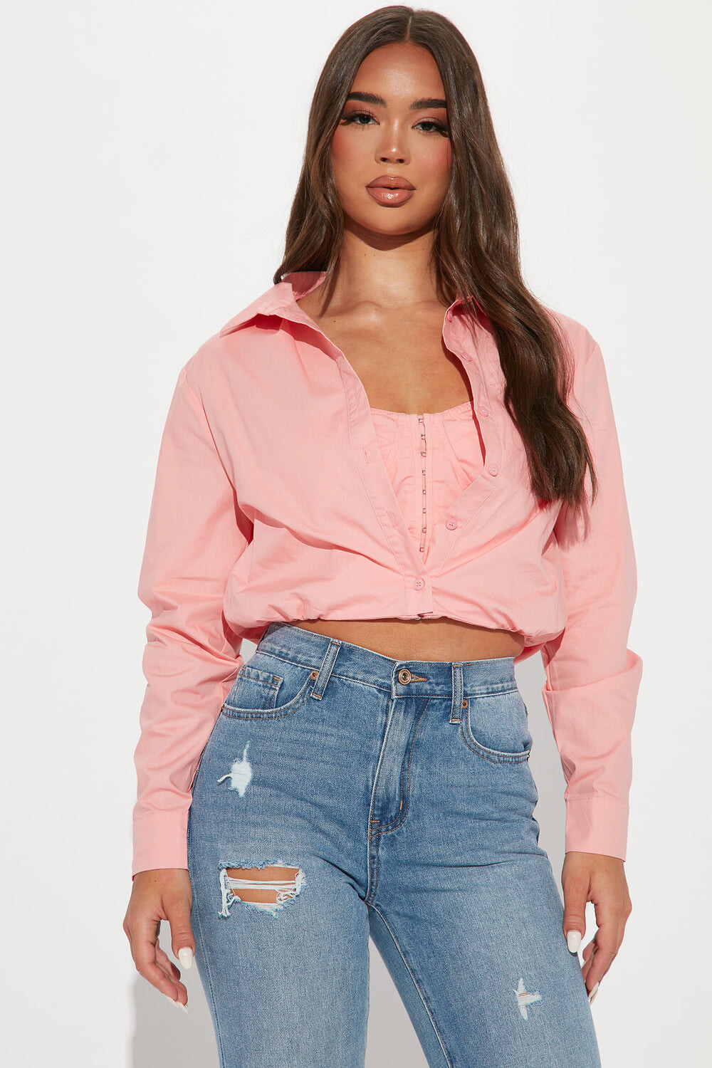 

Рубашка Fashion Nova HF22G644, розовый