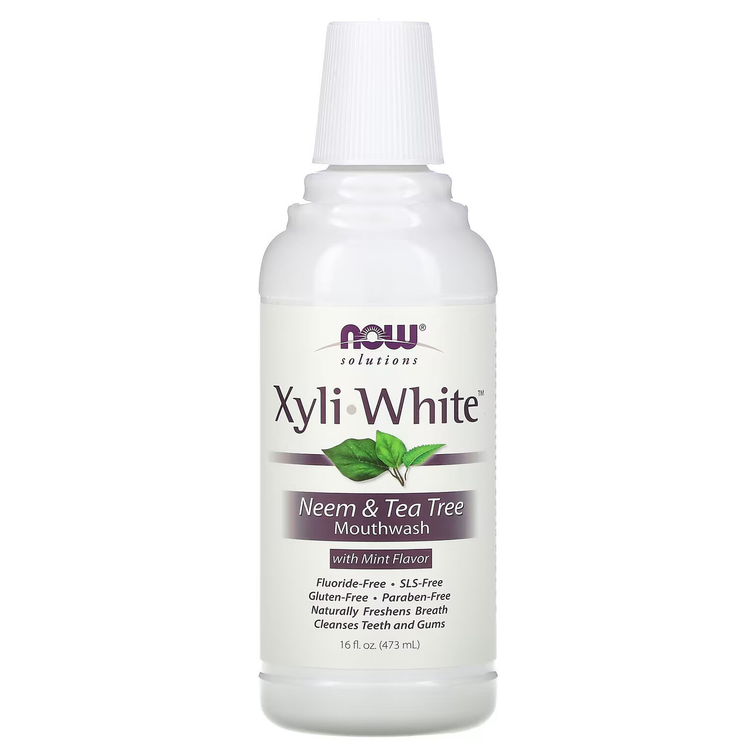 

NOW Foods, Solutions, жидкость для полоскания рта Xyli-White, без фтора, нима и чайного дерева со вкусом мяты, 473 мл (16 жидк. Унций)