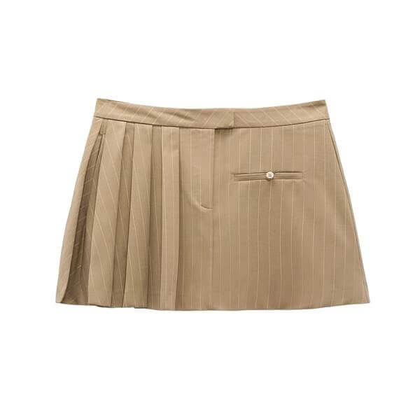 

Юбка Zara Box Pleat With Pinstripes, светло-коричневый