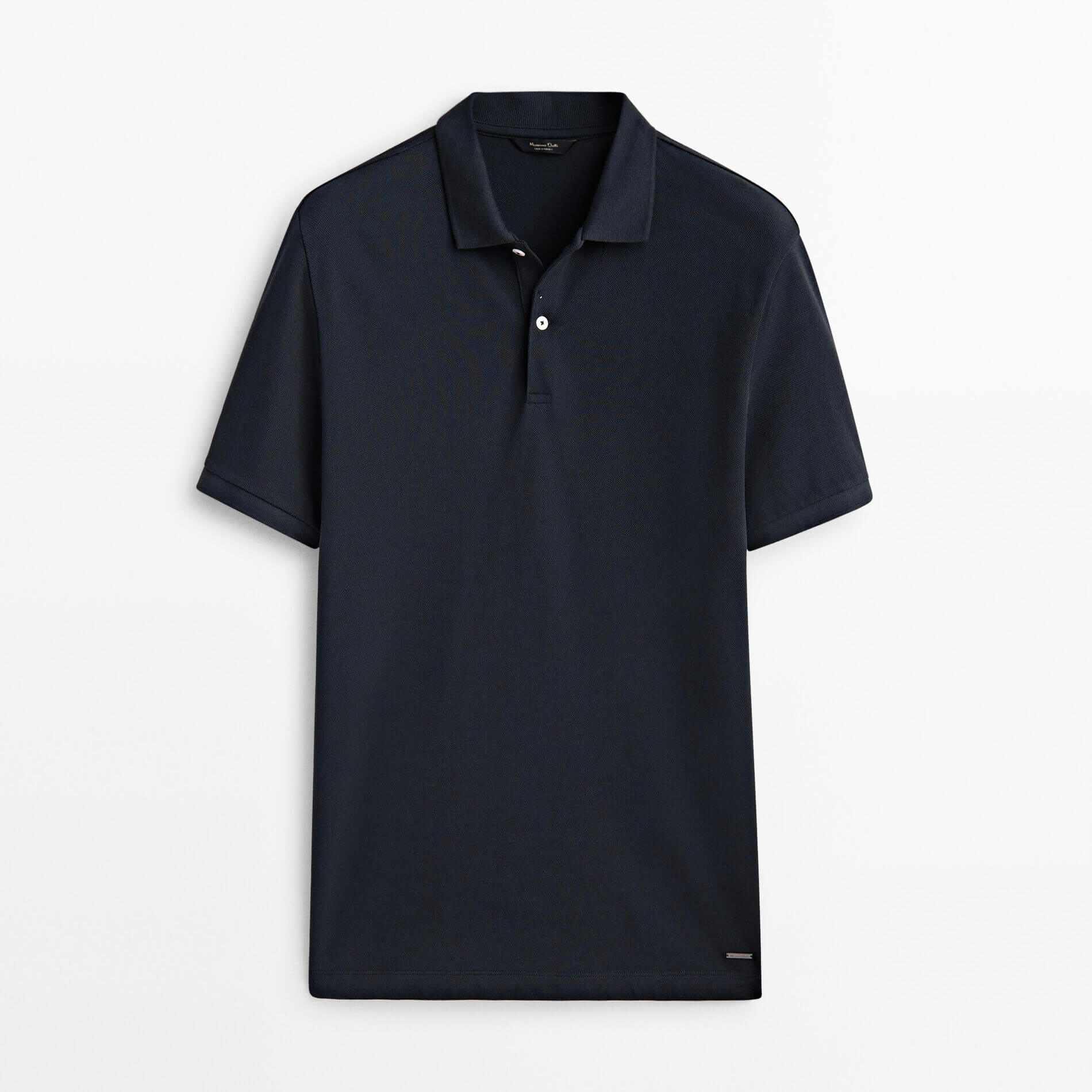 однотонная рубашка поло из тяжелого пике с заклепками premier черный Футболка-поло Massimo Dutti Pique 100% Cotton, темно-синий
