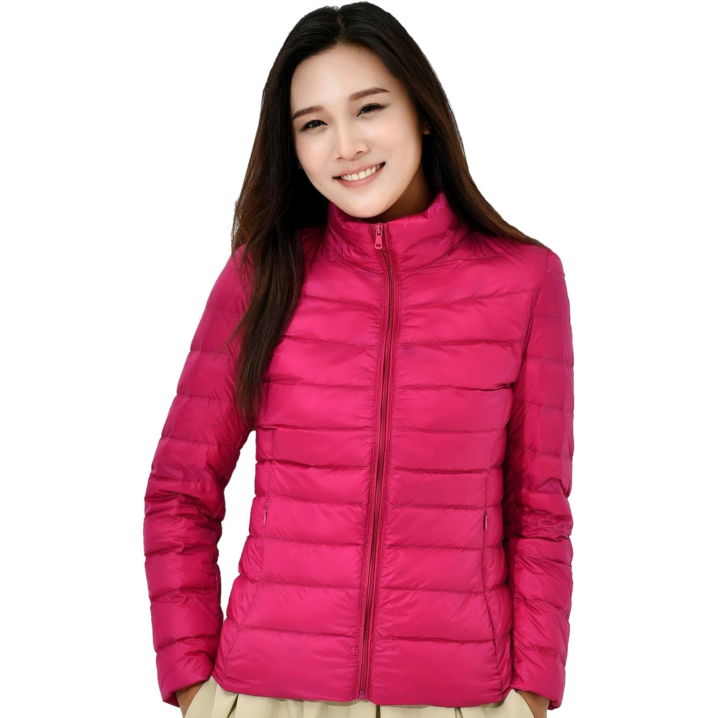 Пуховик Mangadua Lightweight Packable Stand Collar Duck Down, ярко-розовый мужская хлопковая куртка с воротником стойкой свободная утепленная парная куртка зимний пуховик 2022