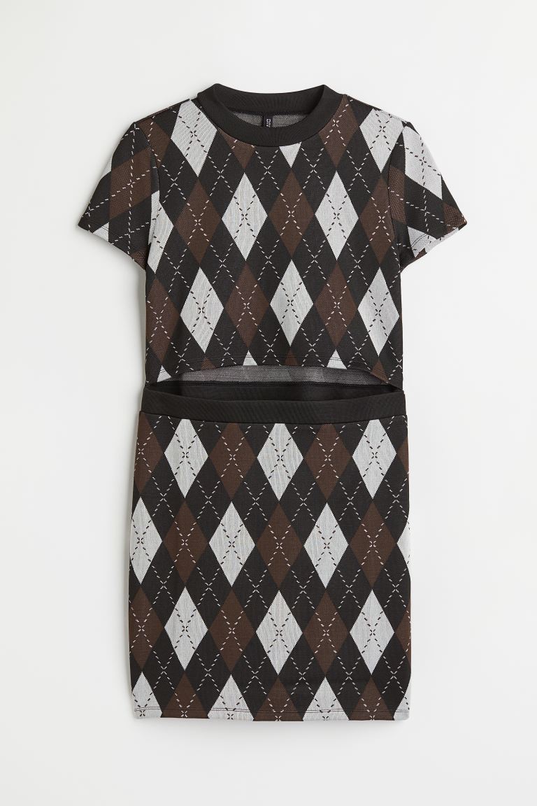H&M+ Платье с вырезами, черный/сетка
