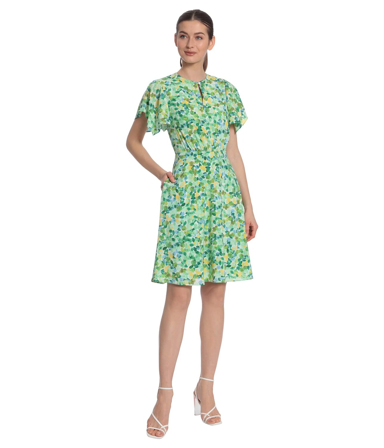 

Платье Maggy London, Petite Flutter Sleeve Mini Dress with Tie Waist