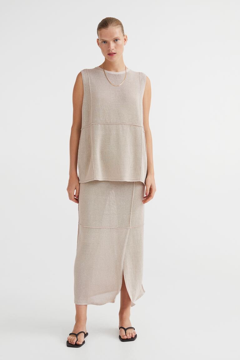 

Юбка из смесового льна H&M, бежевый