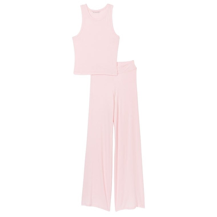 

Пижама Victoria's Secret Ribbed Modal Tank Flare Pants, светло-розовый