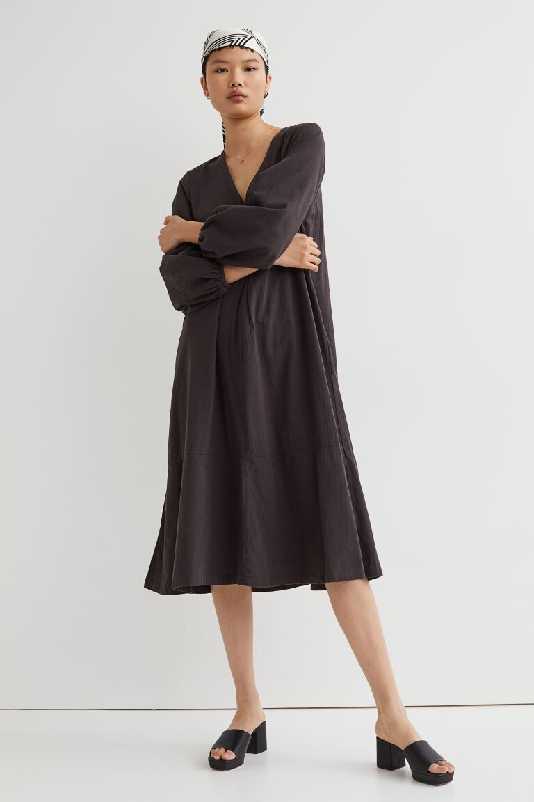 

Широкое хлопковое платье H&M, черный