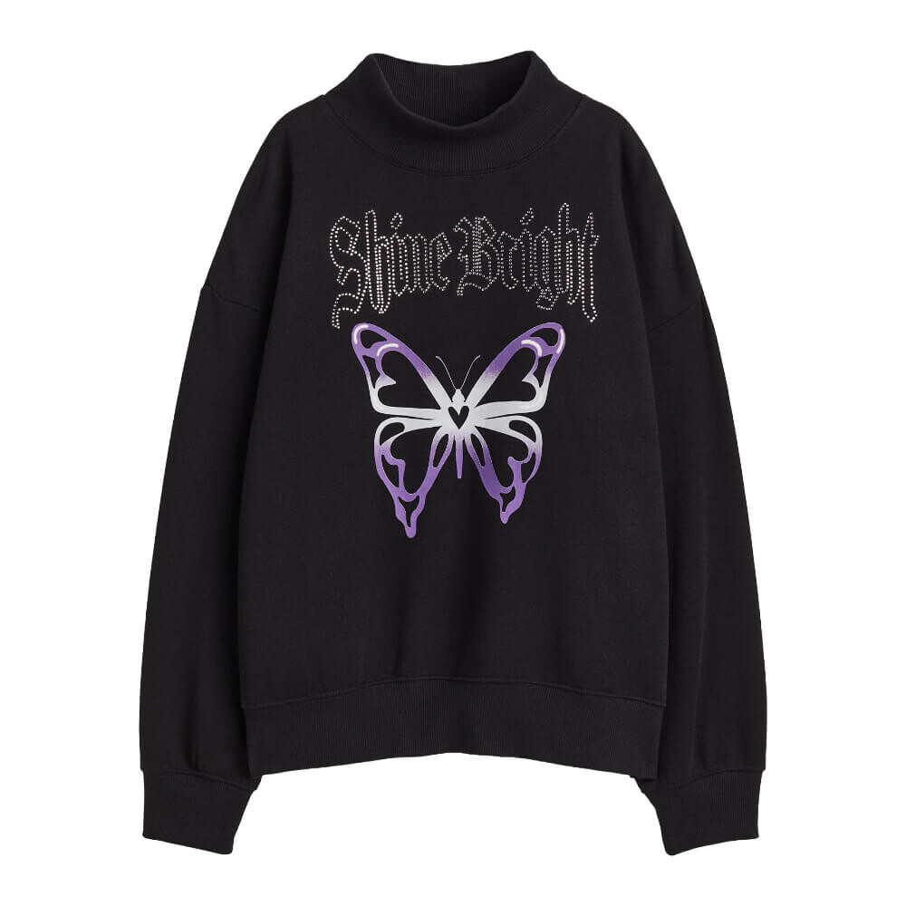 

Свитшот H&M Shine Bright Oversized Mock-turtleneck, черный