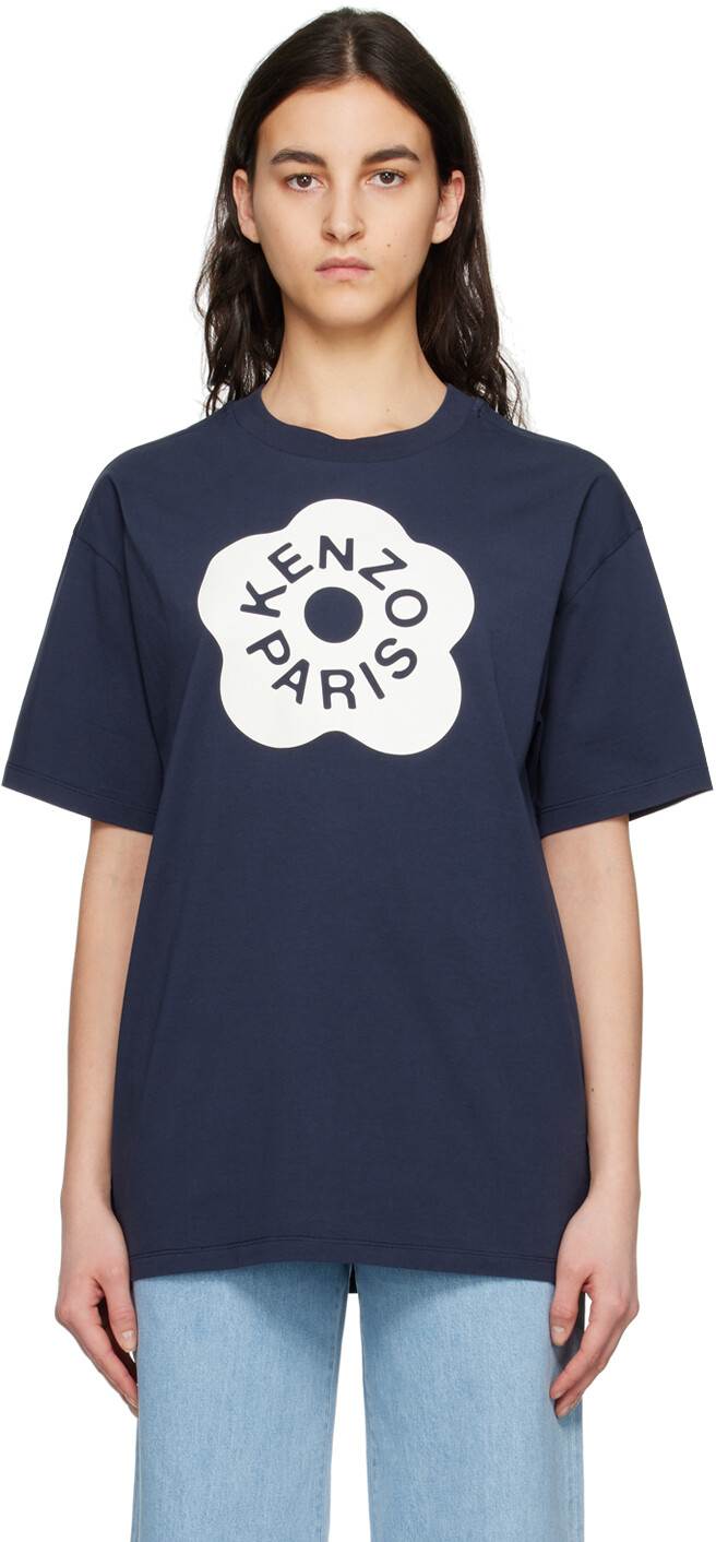 

Темно-синяя футболка Kenzo Paris Boke Flower 2.0, Синий