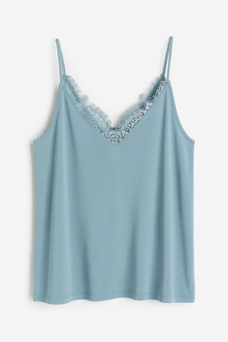 

Топ на бретелях с кружевной отделкой H&M, бирюзовый