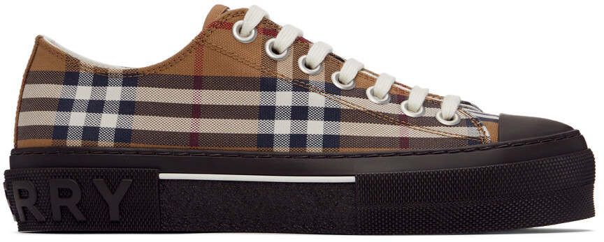 

Коричневые кроссовки в винтажную клетку Burberry