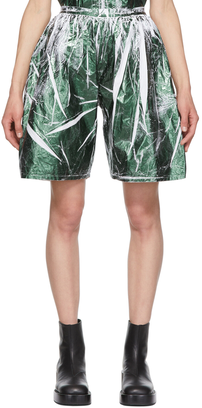 

Зеленые хлопковые шорты MM6 Maison Margiela