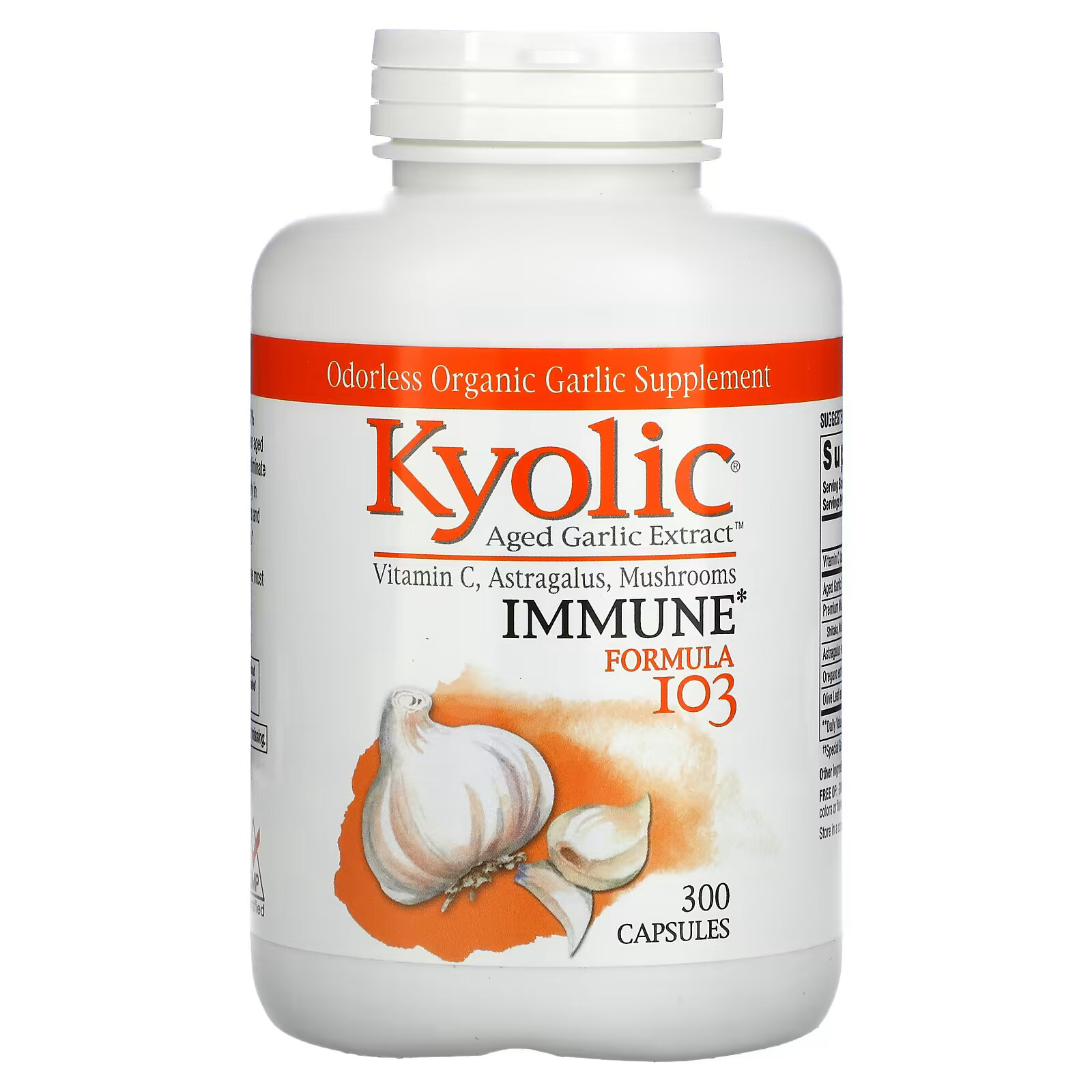 Kyolic, Состав №103 для поддержания иммунитета, 300 капсул kyolic состав 109 для нормализации артериального давления 240 капсул