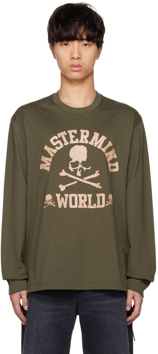 

Футболка цвета хаки с длинным рукавом для колледжа mastermind WORLD