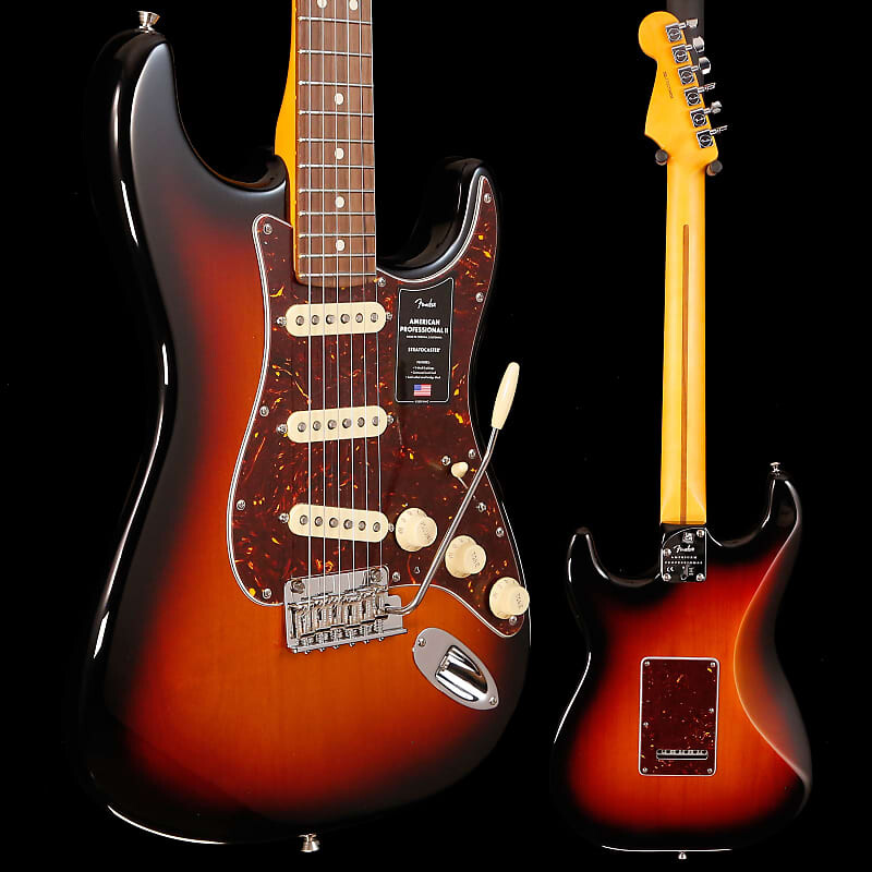 

Fender American Professional II Stratocaster, RW Fb, 3 цвета SB 7 фунтов 7,6 унций American Professional II Stratocaster, RW Fb, 3-Color SB