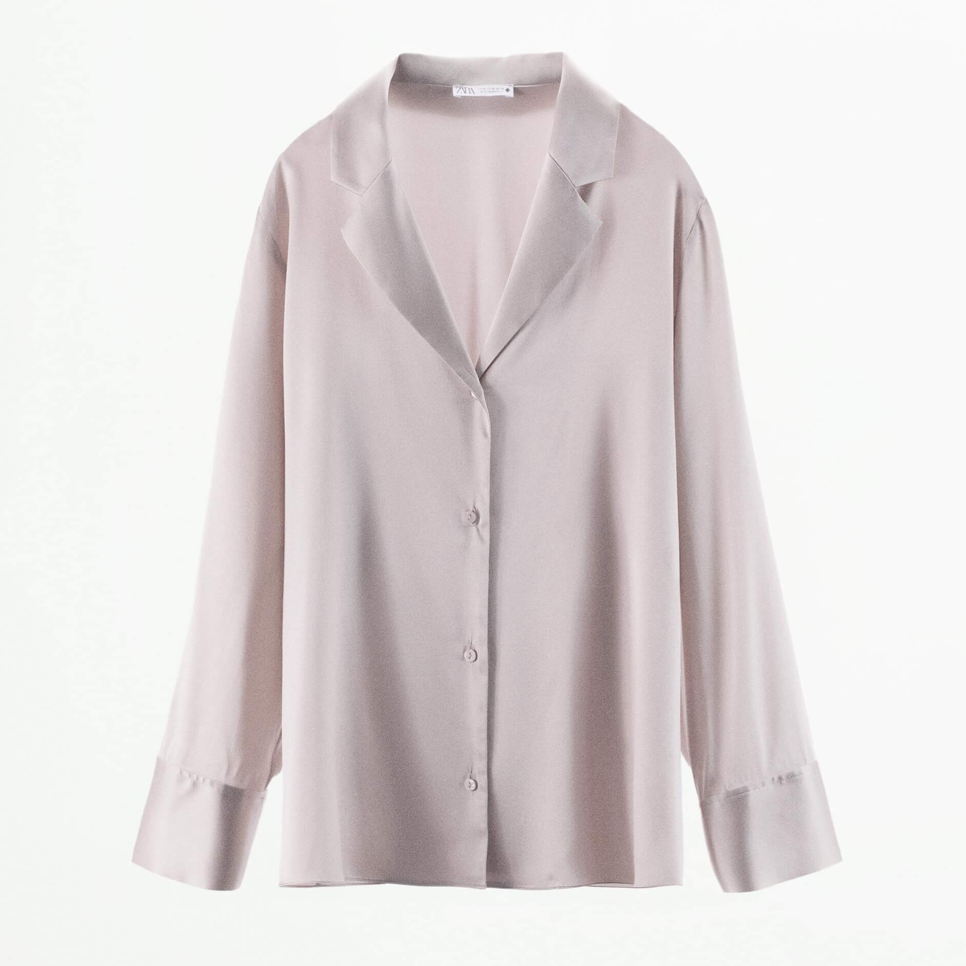 Рубашка Zara Silk Blend Pyjama, бежево-розовый