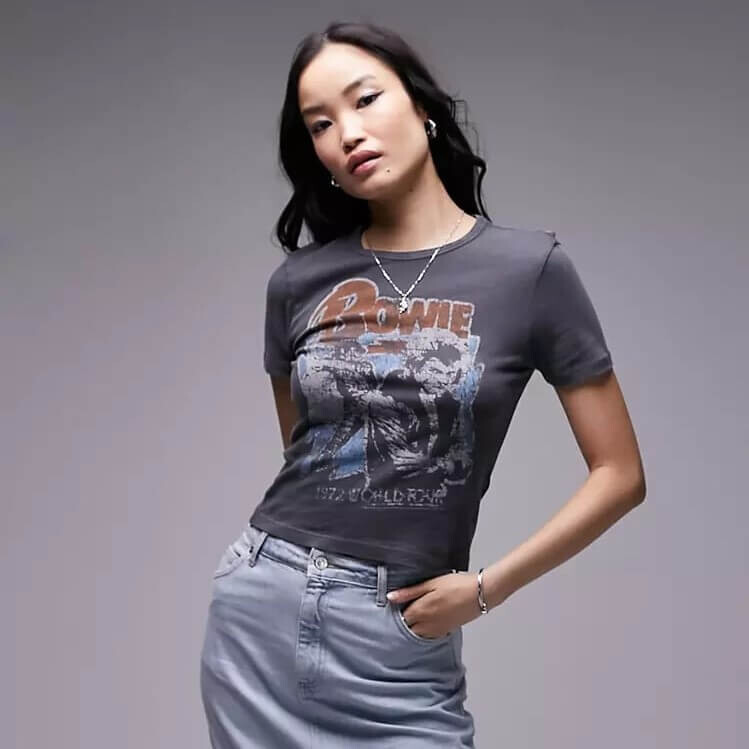

Футболка Topshop Graphic License David Bowie, темно-серый