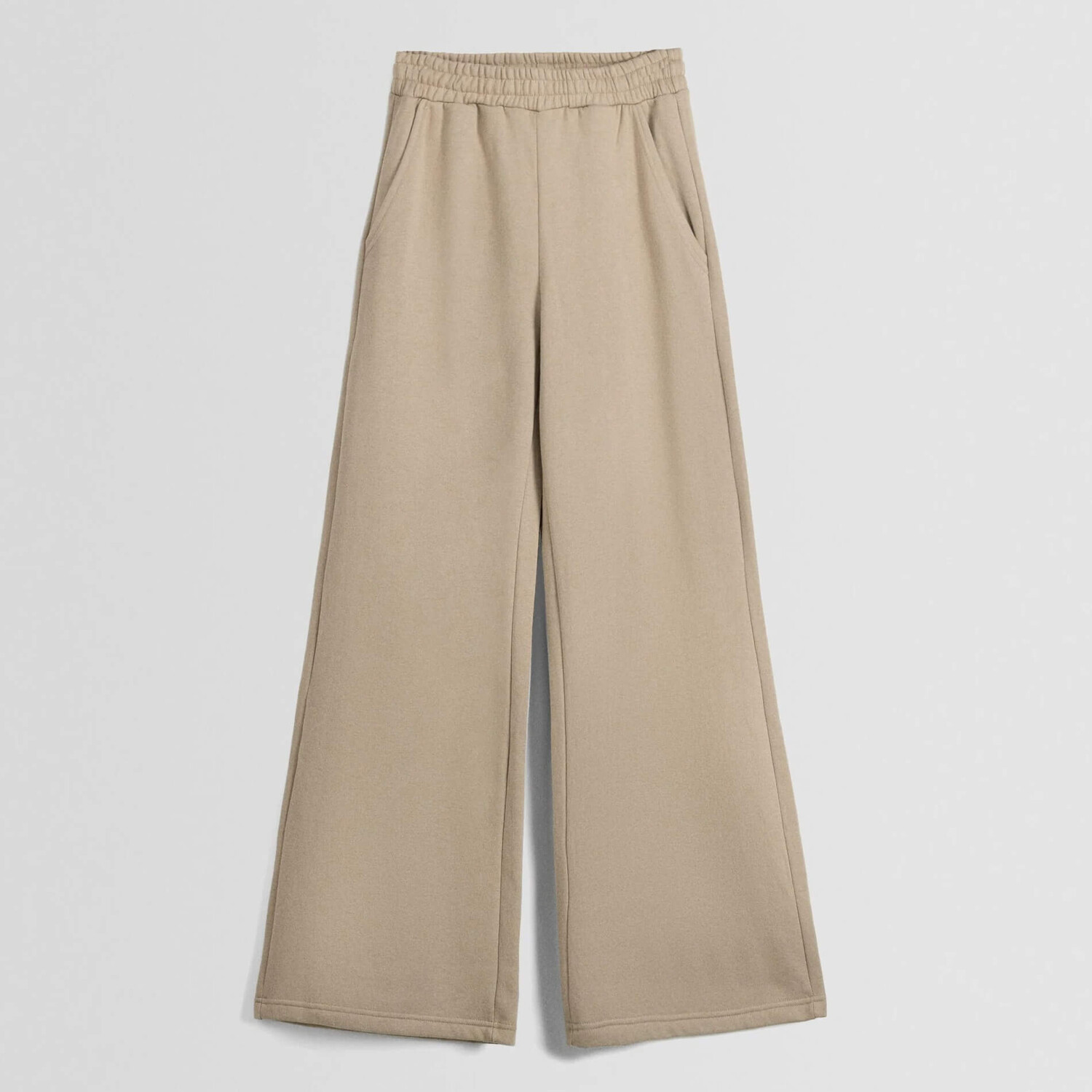 

Брюки Bershka Wide Leg Plush, бежевый