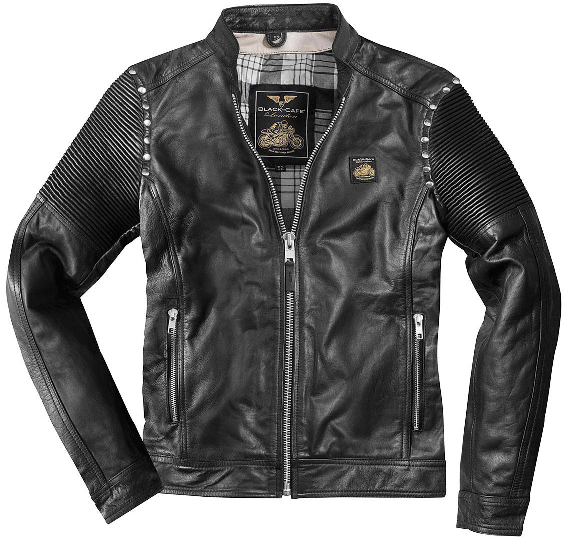 Мотоциклетная кожаная куртка Black-Cafe London Milano 2.0 с вышивкой на груди, черный кожаная куртка размер s черный