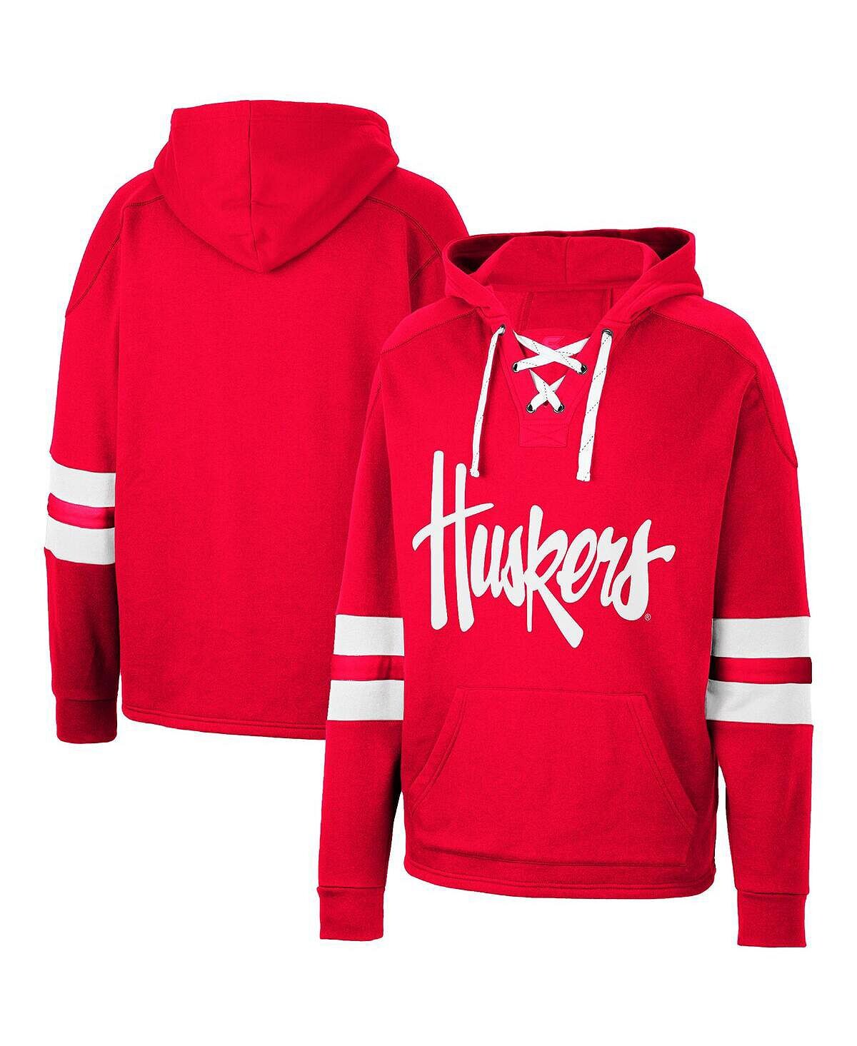 цена Мужская толстовка с капюшоном scarlet nebraska huskers lace-up 4.0 Colosseum