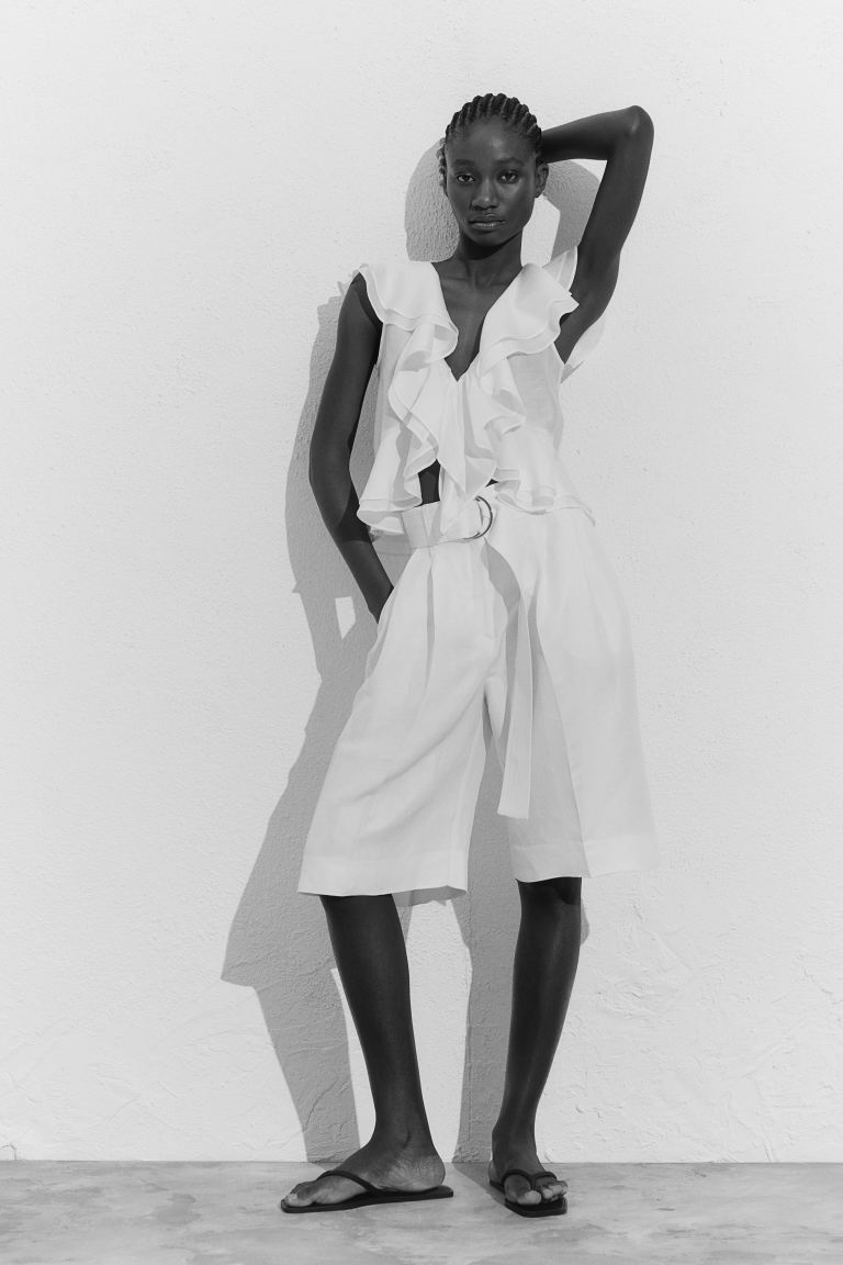 Блузка с воланами H&M, белый фото