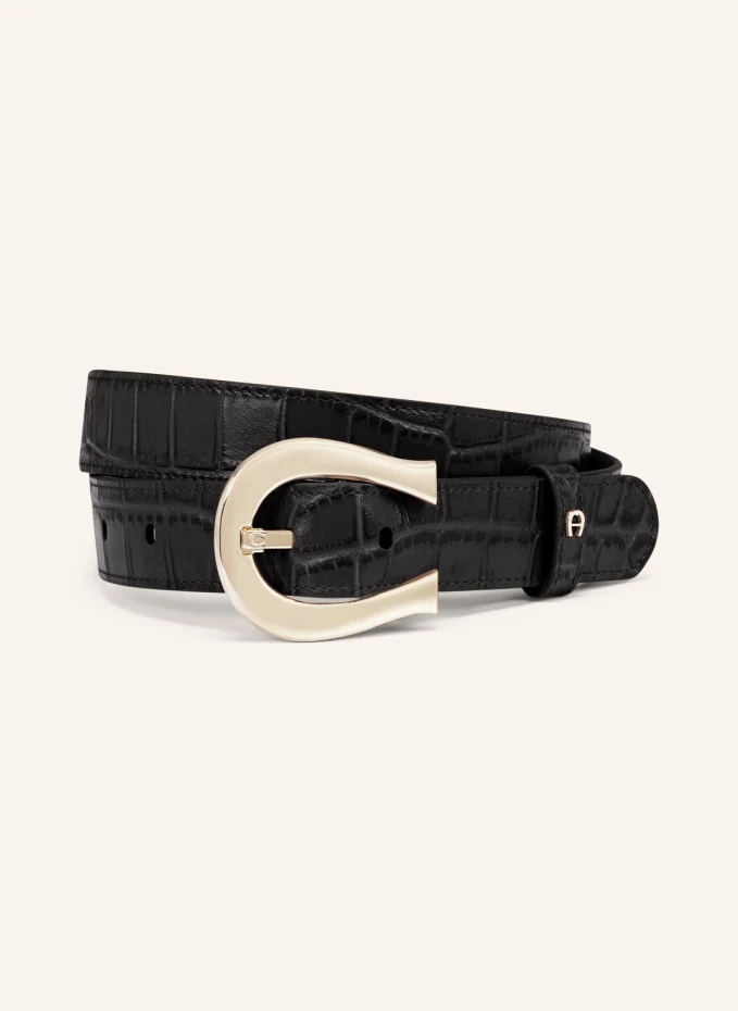 

Кожаный ремень логотип Aigner, черный