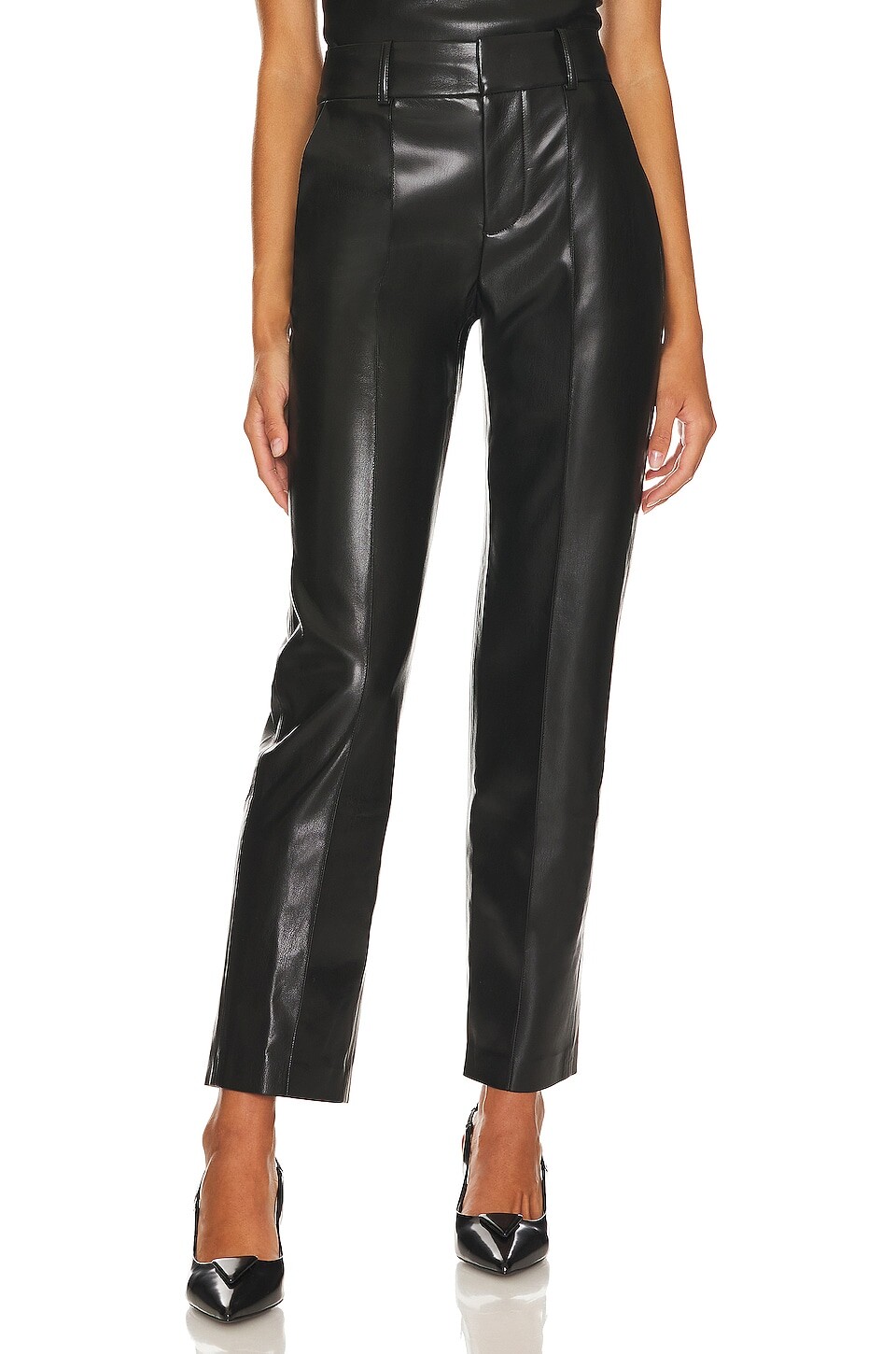 

Брюки Alice + Olivia Ming Faux Leather, черный