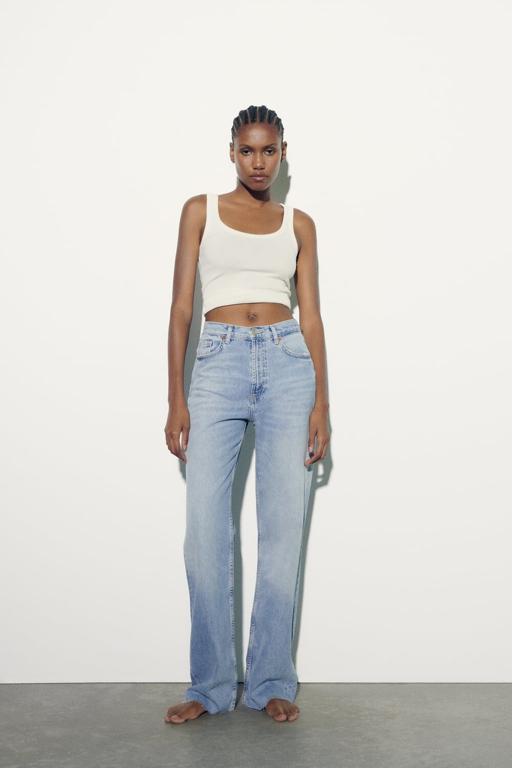

Широкие джинсы с высокой талией trf ZARA, синий