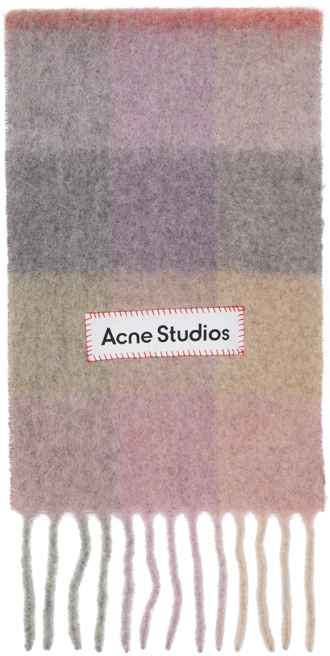 

Серо-розовый шарф в клетку Acne Studios