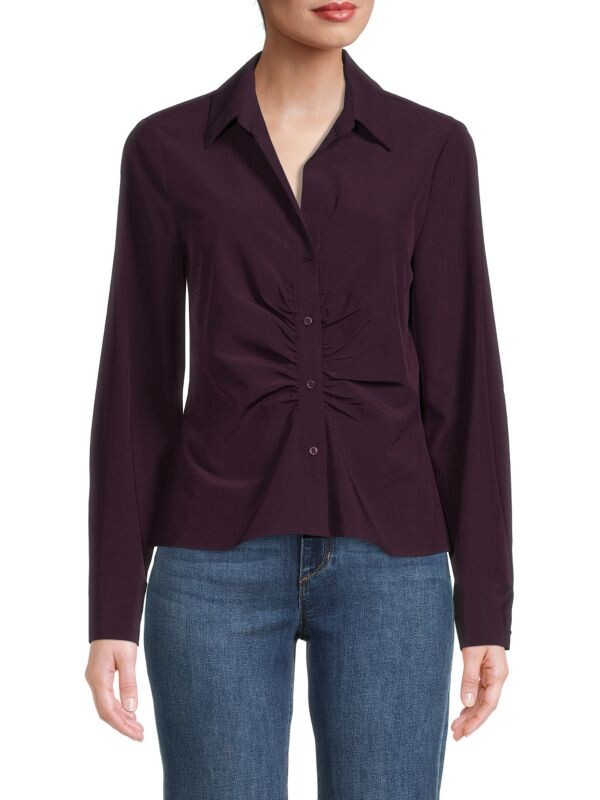 

Однотонная рубашка с рюшами Calvin Klein Aubergine