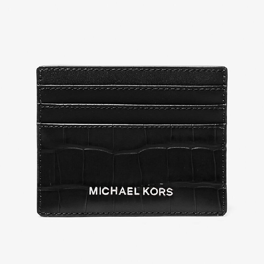 

Визитница Michael Michael Kors Hudson Crocodile Embossed Leather Tall, черный