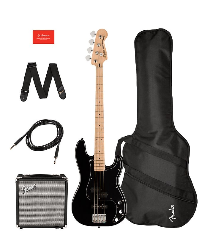 

Squier by Fender Affinity Series Precision Bass PJ Guitar Pack, кленовый гриф - черный