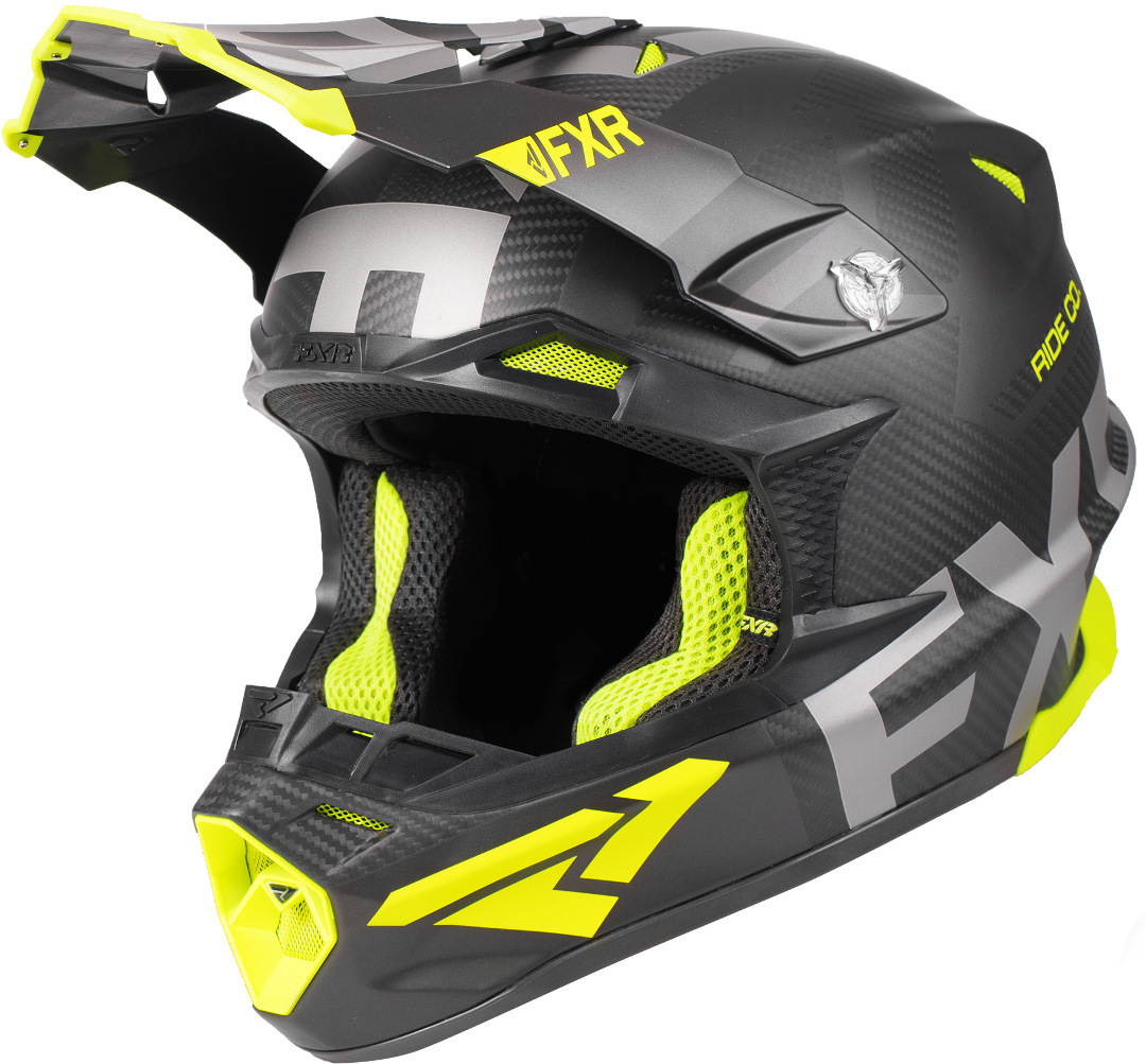 Шлем FXR Blade 2.0 Carbon Evo для мотокросса, черный/желтый шлем для мотокросса blade race div fxr черный желтый красный
