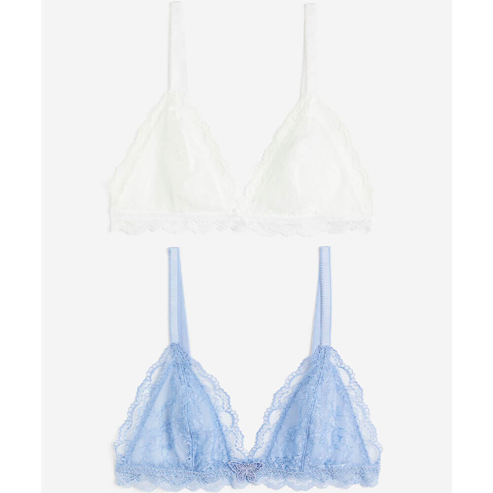 

Набор из бюстгальтеров H&M Soft-cup Lace, 2 предмета, черный/белый